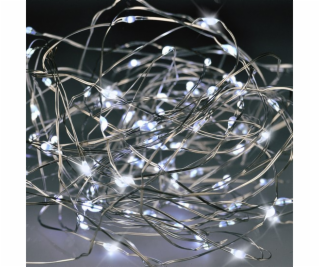 Solight vánoční řetěz stříbrný, 100x mini LED, 10m, 3 x A...