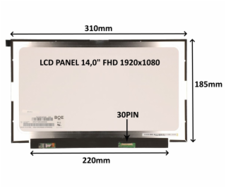 LCD PANEL 14,0  FHD 1920x1080 30PIN MATNÝ IPS / BEZ ÚCHYTŮ