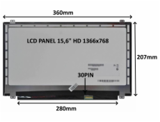 LCD PANEL 15,6  HD 1366x768 30PIN MATNÝ / ÚCHYTY NAHOŘE A DOLE