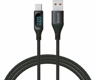 SAVIO USB - USB-C kábel s displejom CL-172 1 m black