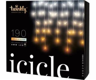 Twinkly Twinkly Icycle - Sople 190 LED AWW złote + srebrne