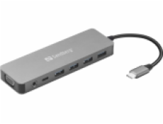 Sandberg USB-C Travel Dock, cestovní dokovací stanice13-v-1 , USB port, HDMI, VGA,Ethernet port...