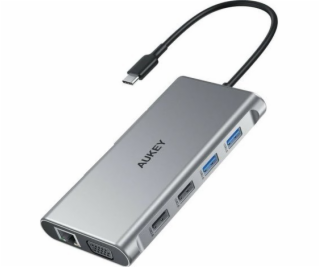 AUKEY CB-C89 aluminiowy Hub USB-C | 10w1 | RJ45 Ethernet ...