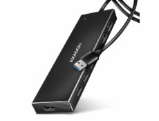 AXAGON HUE-F7A, 7x USB 3.2 Gen 1 ALU FLAT CHARGING hub, micro USB napájecí konektor, kabel USB-A 1m