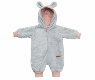 Luxusní dětský zimní overal New Baby Teddy bear šedo růžový