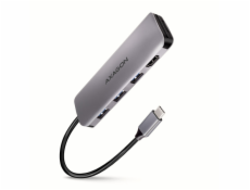 AXAGON HMC-HCR3A, USB 3.2 Gen 1 hub, porty 3x USB-A, HDMI, SD/microSD, kabel USB-C 20cm