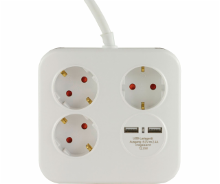 REV PowerQuad 3-fold 2x USB white Multiple Socket Outlet