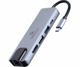 Gembird adaptér wieloportowy USB-C 5w1, PD, HDMI, USB 3.1...