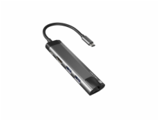 Multifunkční adaptér 5 v 1 Natec FOWLER GO HUB 2X USB 3.0 HUB, HDMI 4K, USB-C PD, RJ45