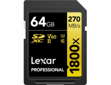 Karta Lexar Professional 1800x SDXC 64 GB Class 10 UHS-II/U3 V60 (LSD1800064G-BNNNG)