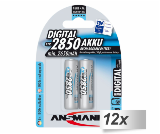 12x2 Ansmann NiMH aku 2850 Mignon AA 2650 mAh DIGITAL