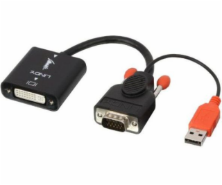 Lindy AV adaptér DVI-I - D-Sub (VGA) + USB-A čierny (38184)