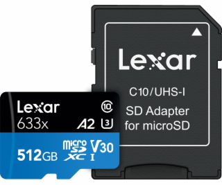 Lexar 633x MicroSDXC karta 512 GB Class 10 UHS-I/U3 A2 V3...