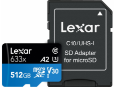 Lexar 633x MicroSDXC karta 512 GB Class 10 UHS-I/U3 A2 V30 (LSDMI512BB633A)