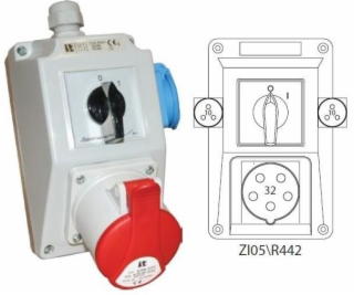 Spamel Inštalačná sada so zásuvkou 32A 5P+2x2P+Z 0-1 červ...