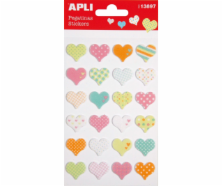 Plstené samolepky Apli APLI Hearts, mix farieb