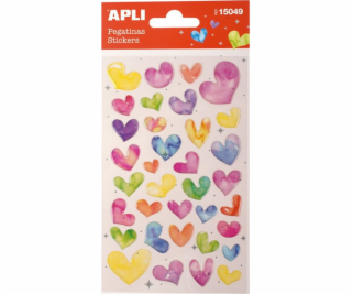 Apli samolepky APLI Hearts, s trblietkami, mix farieb