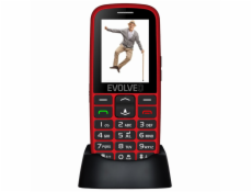 EVOLVEO EasyPhone EG, mobilní telefon pro seniory s nabíjecím stojánkem (červená barva)