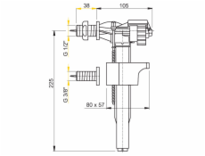 Ventil napúšťací bočné WC A15 1/2"