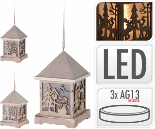 Lucerna LED 16,5x9,5 cm drevená