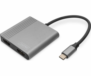 DIGITUS Adaptér USB-C - 2x HDMI, 18 cm 4K/30Hz, stříbrný,...