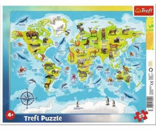 Trefl Puzzle 25 Frame Elements Mapa světa se zvířaty