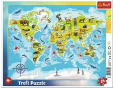 Trefl Puzzle 25 Frame Elements Mapa světa se zvířaty