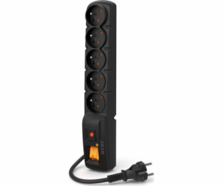 ACAR F5 Power Strip 5 hnízd 1,5 m černá rovná zátka (W0104)