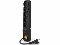 ACAR F5 Power Strip 5 hnízd 1,5 m černá rovná zátka (W0104)