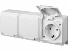 Elektro-Plast Hermes Triple Socket Z/U 2P+s Schuko IP44 White (0326-02)