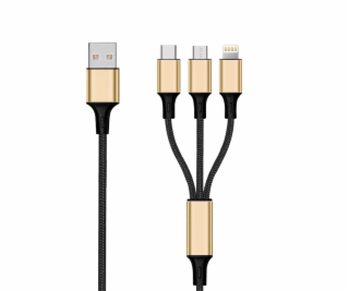 2Go 3in1 USB Ladekabel Gold 1,5 m F.Micro-USB, Lightn. Typ c