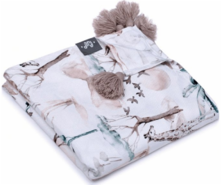 Bavlněná swaddle s pompomy - Safari