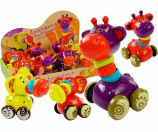 Leantoys Animals on Wheels žirafa Červená žlutá slon