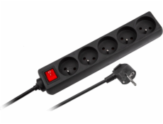 Rebel Black Network 5 Sockets se spínačem, 3M kabel (1,5 mm)