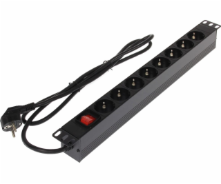 Power Strip 19 1U 8x Schuko Socket se spínačem (L19/8)