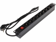 Power Strip 19 1U 8x Schuko Socket se spínačem (L19/8)