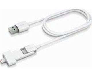 USB USB-A kabel-MicrousB + Lightning 0,8 m bílá (IN-ADP-121)