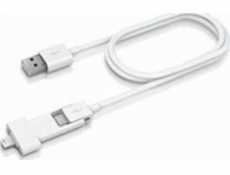 USB USB-A kabel-MicrousB + Lightning 0,8 m bílá (IN-ADP-121)