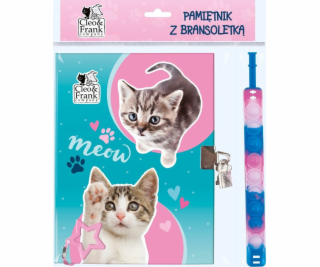 Deník s náramkem pro visací zámek + Cleo a Fran Kitty