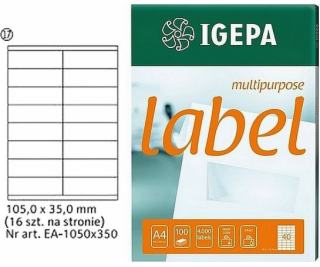 Štítky IGEPA A4 IGEPA 105 x 35,0 mm bílé (100)