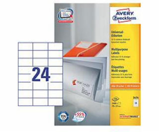 Avery Zweckform Universal Labels, White 70x37mm 100 listů...