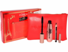 L ~ OREAL SET (Mascara Black Air Volume Mega Mascara + Le Khol Midnight Black 101 + Pochette)