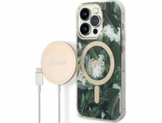 Hádej Case Case + Wireless Charger GUBP14LHJEACSA Apple iPhone 14 Pro Zielony/Green Hard Case Jungle Magsafe