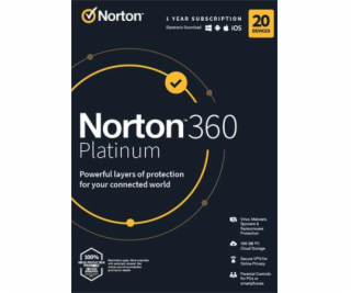 NORTON 360 PLATINUM 100GB +VPN 1 uživatel pro 20 zařízení...