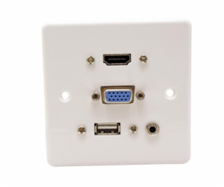 Čelní panel zásuvky HDMI + VGA + jack3,5mm + USB plast, bílé