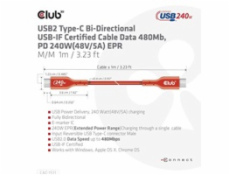 Club3D kabel USB-C, PD 240W(48V/5A) EPR M/M 1m