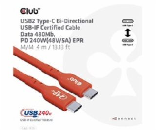 Club3D kabel USB-C, PD 240W(48V/5A) EPR M/M 4m