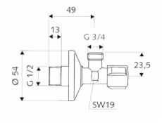 Ventil pračkový 1/2x3/4 vřetenový Schell Comfort