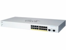 Cisco switch CBS220-16P-2G, 16xGbE RJ45, 2xSFP, fanless, PoE+, 130W - REFRESH