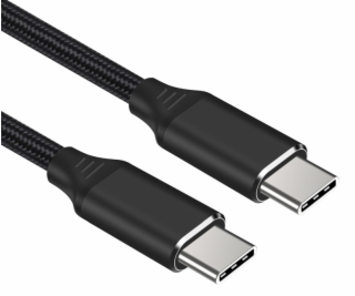 Kabel USB-C M/M, 240W 480Mbps černý bavlněný oplet, 0,5m